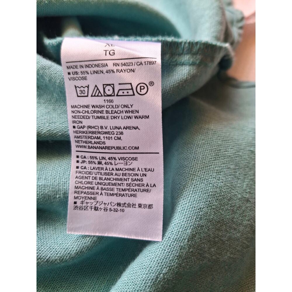 Banana Republic Linen Blend Shirt Womens XL Aqua Blue Button Down NWT - Picture 5 of 8